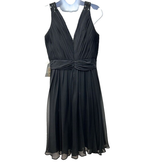 Anne Klein 100% Silk Black Women's Size 10 Sleeveless Dress Sparkle Straps Party - Picture 2 of 16